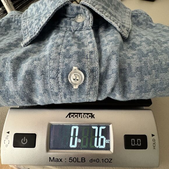 Vintage Ignite Basics Denim Button Up Shirt S Blue Houndstooth Western Rodeo - Picture 11 of 11